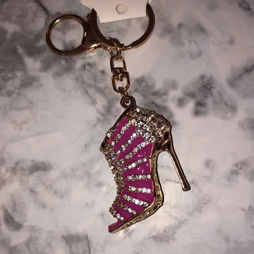 💕5️⃣High heel bag charm im gold a pink